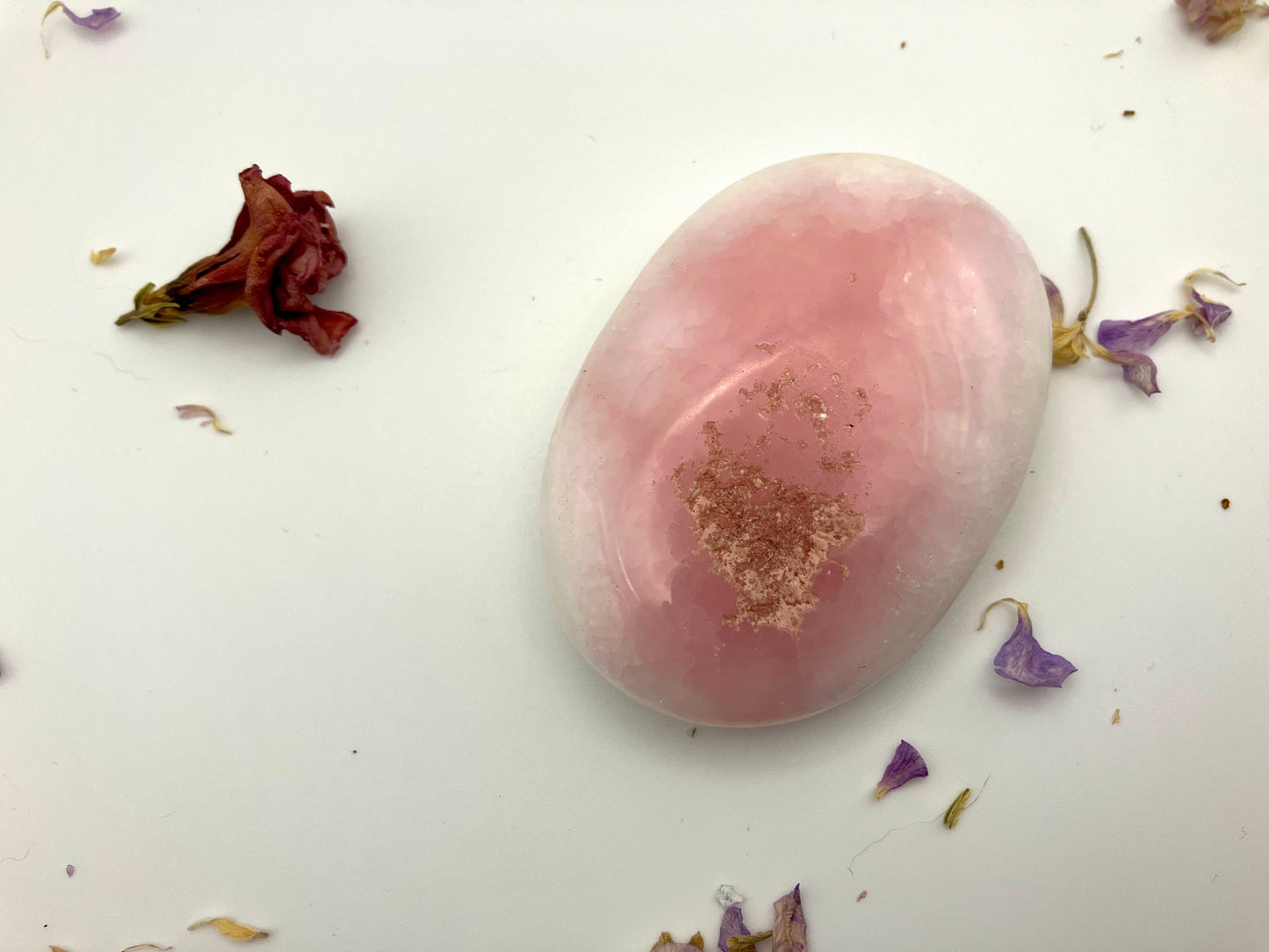 Rare pink aragonite in white calcite Palmstone Large 7.1 cm 112g