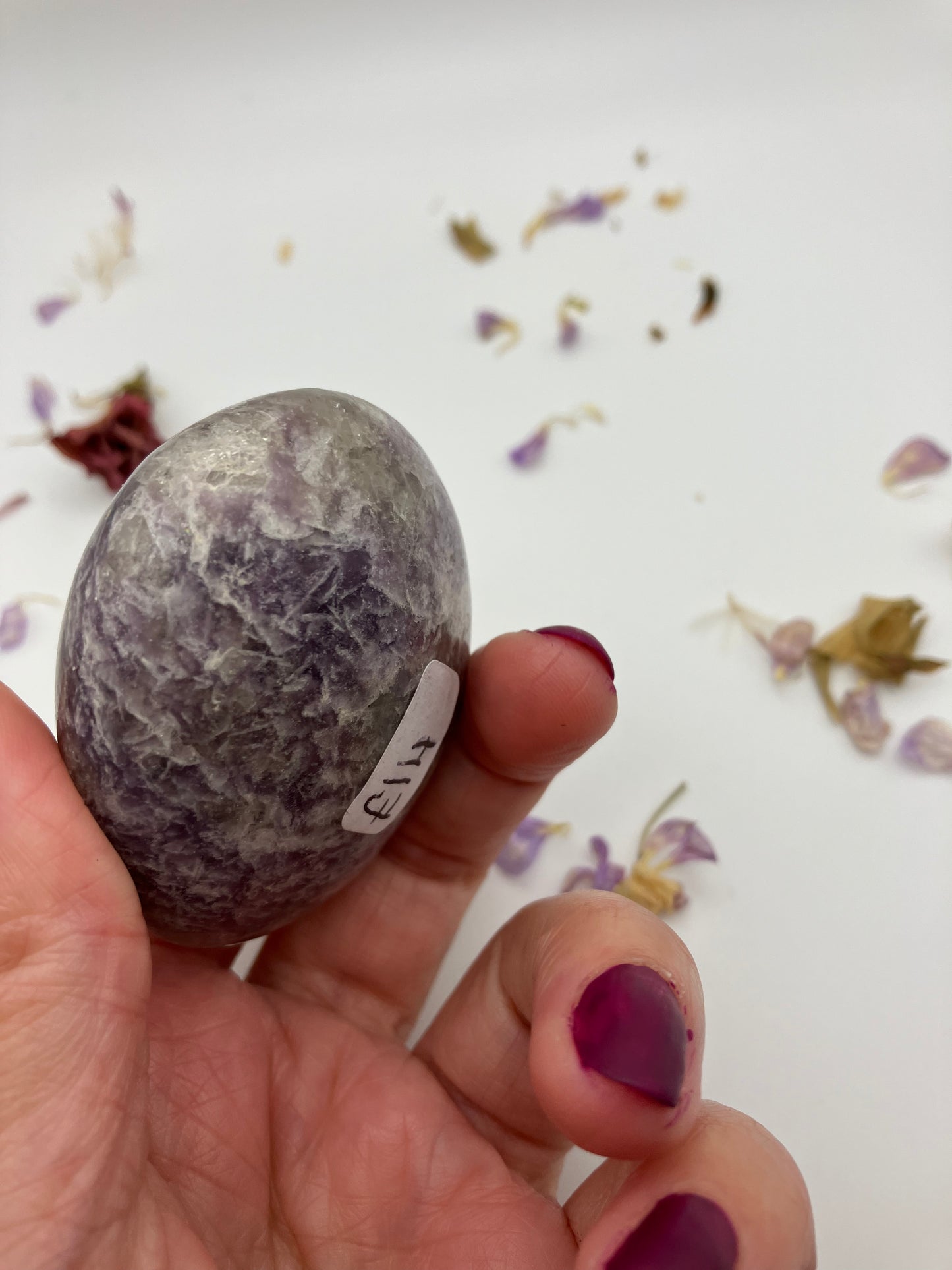 Lepidolite Pebble D with small pink tourmaline inclusion