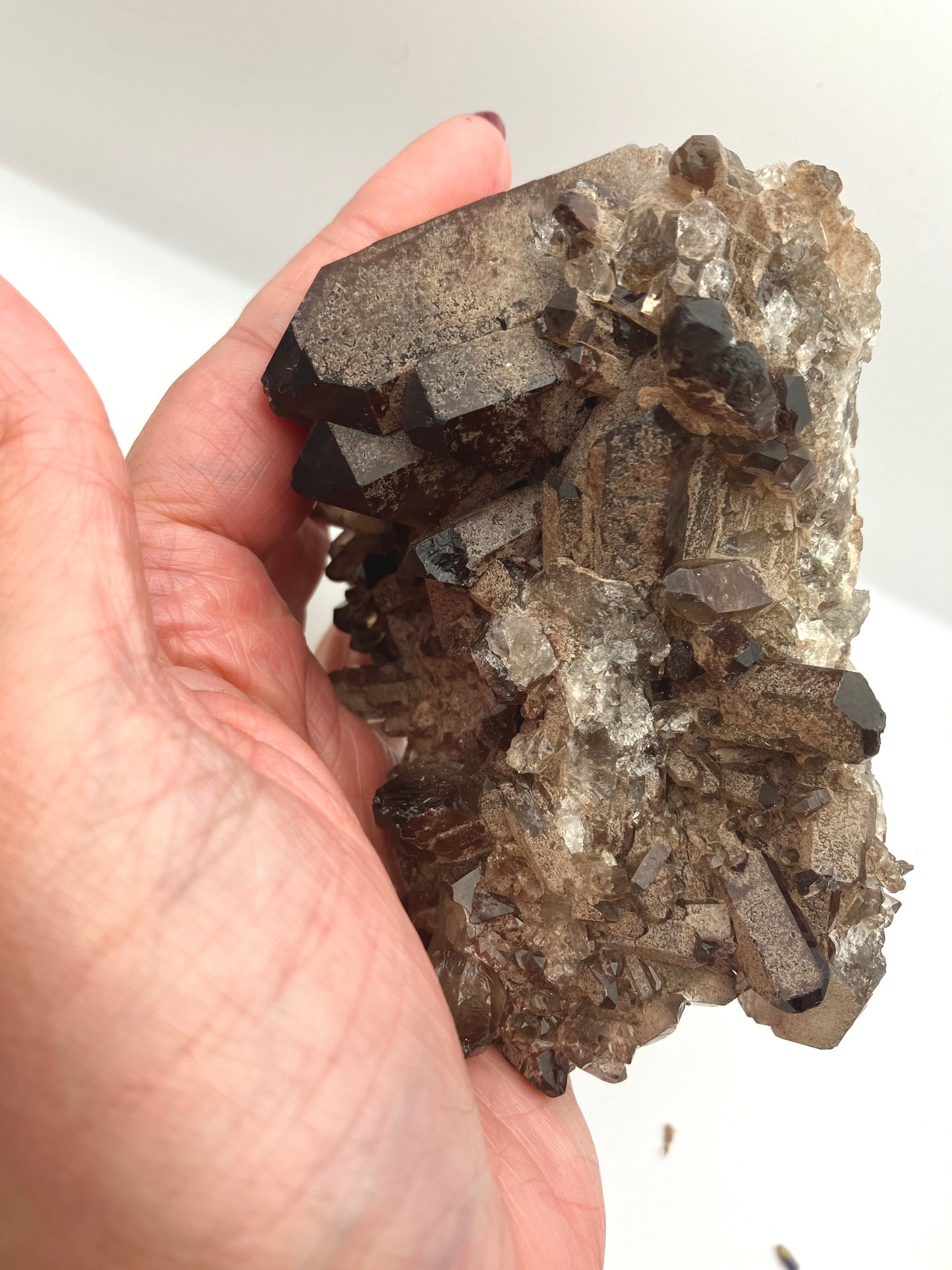 Large Smoky quartz cluster with lithium inclusions 412 g