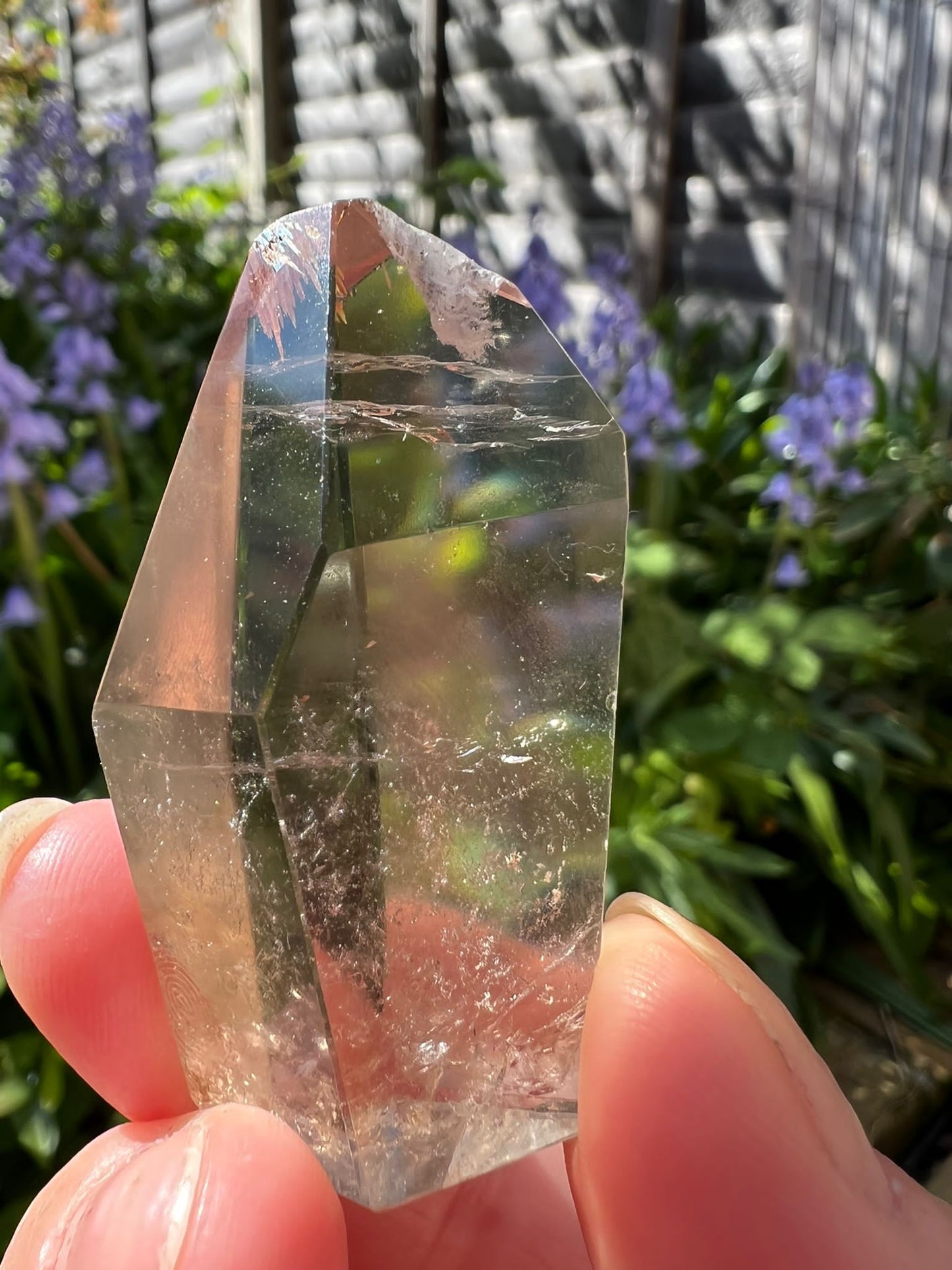 Smoky Quartz Freeform with little golden rutile inclusion at tip.