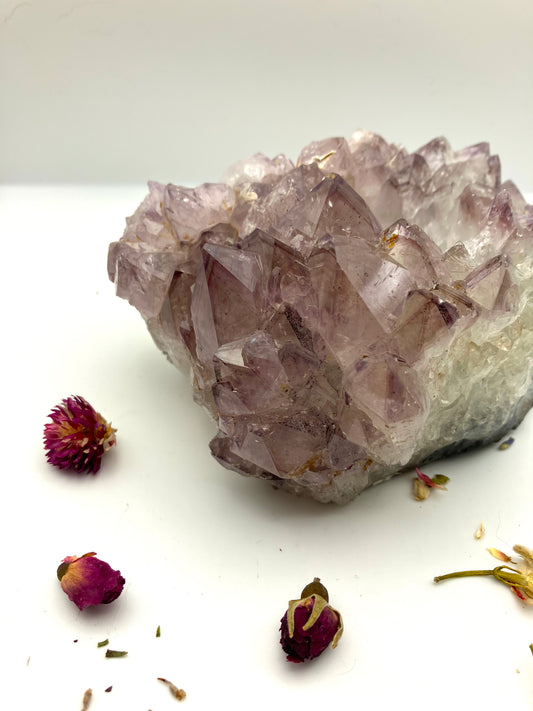 Amethyst Cluster with Calcite Tea light Candle Holder with felt bottom - 868g