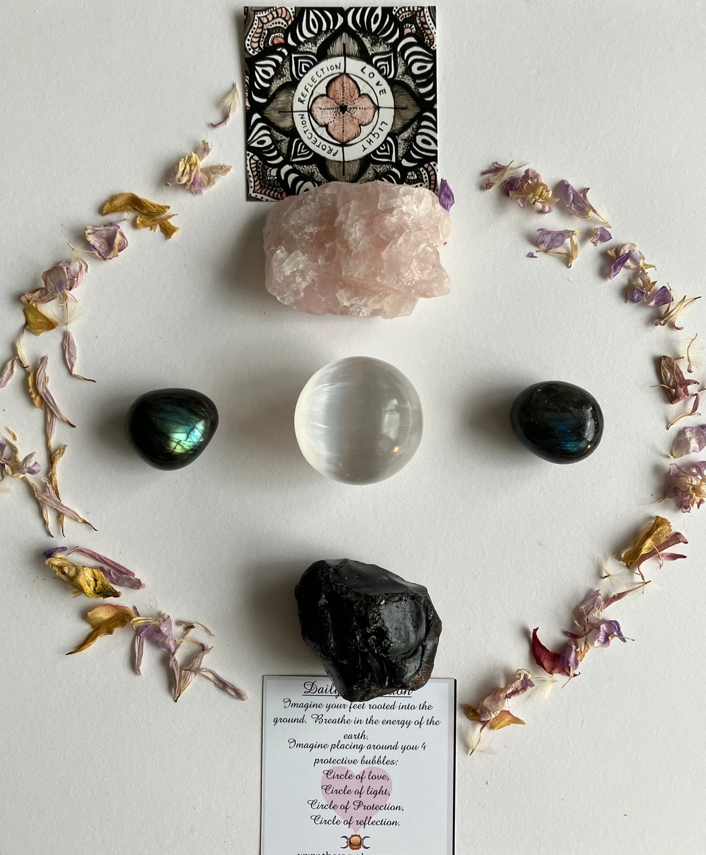 Protection Crystal healing bundle. Love, light, protection, reflection.