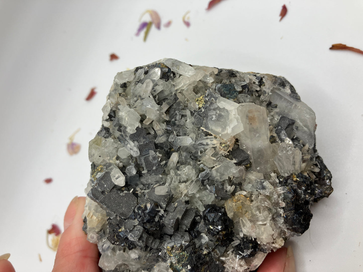 Galena and Black Sphalerite with Quartz needles. 393 g