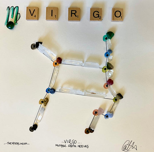 Virgo Crystal constellation artwork - Large with scrabble letters