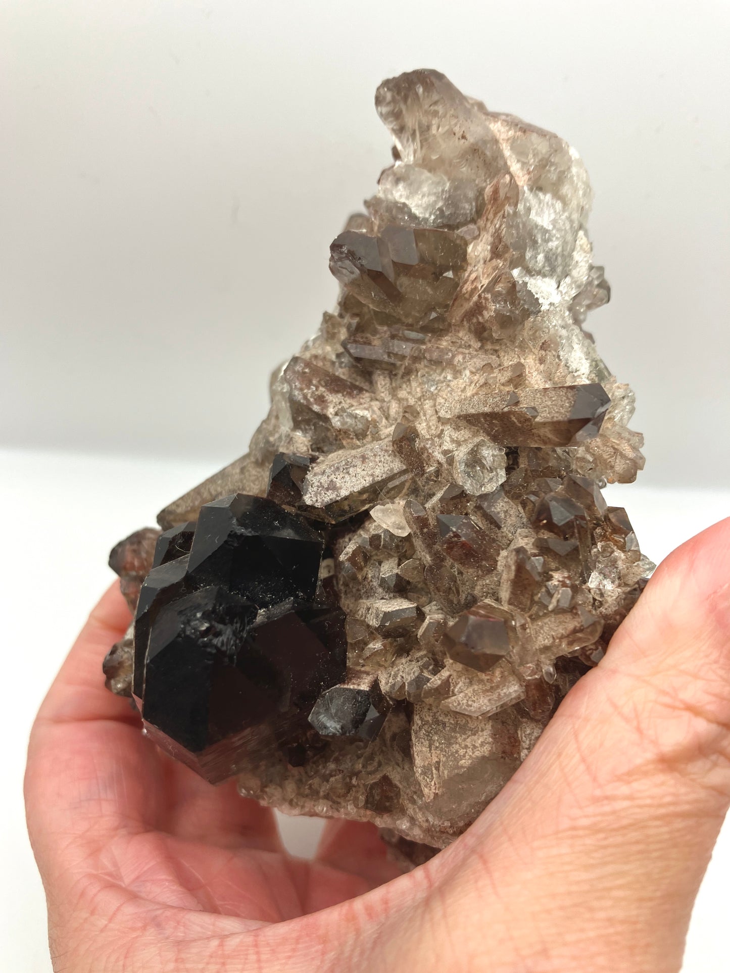 Large Smoky quartz cluster with lithium inclusions 412 g