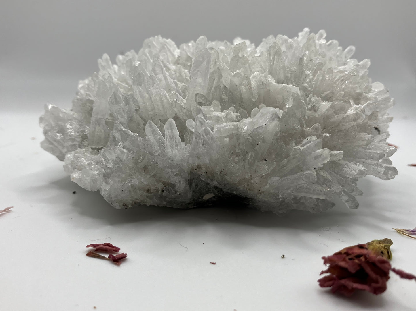 Snow Quartz needle cluster, on pyrite and galena matrix. 512 g