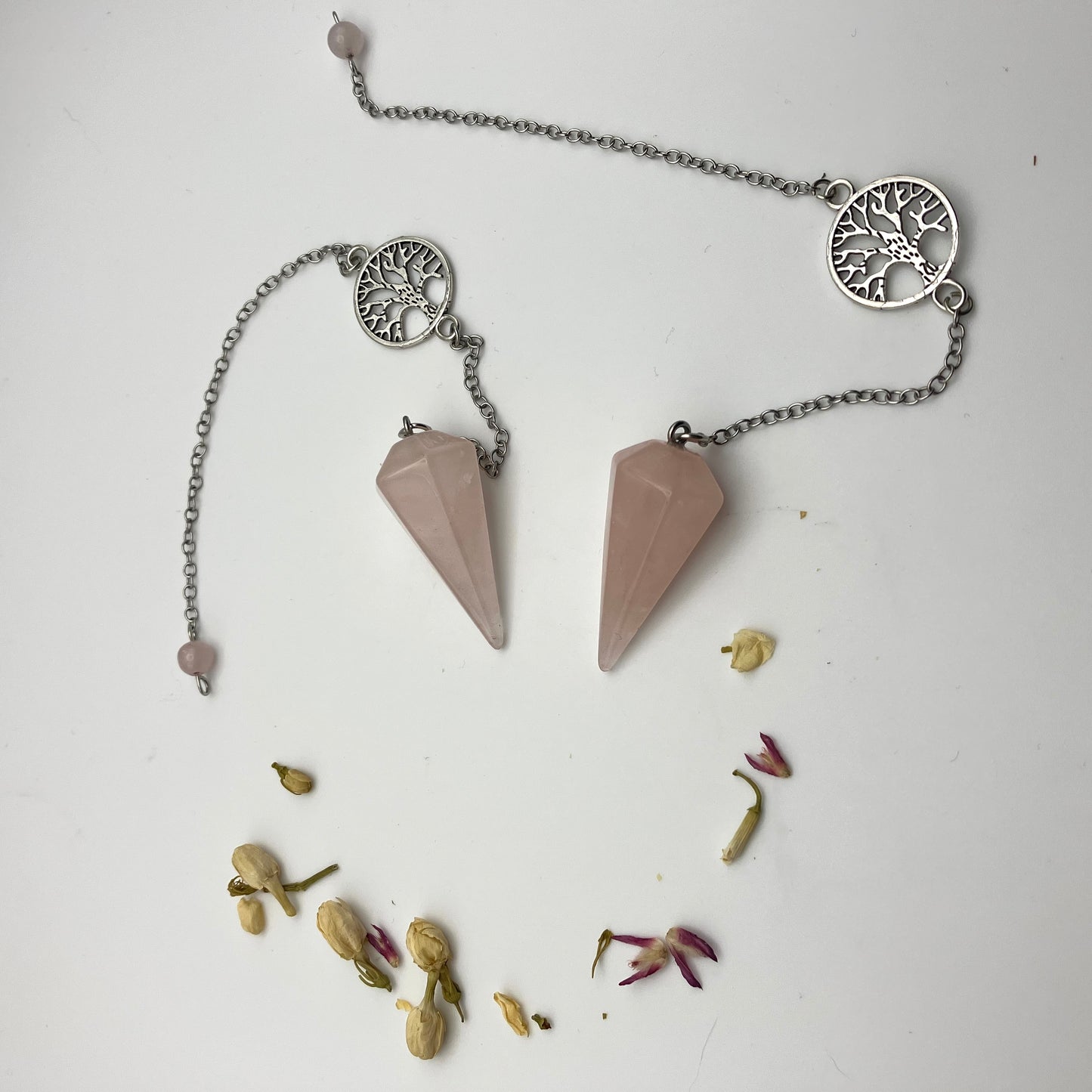 Rose Quartz Pendulum with tree of life