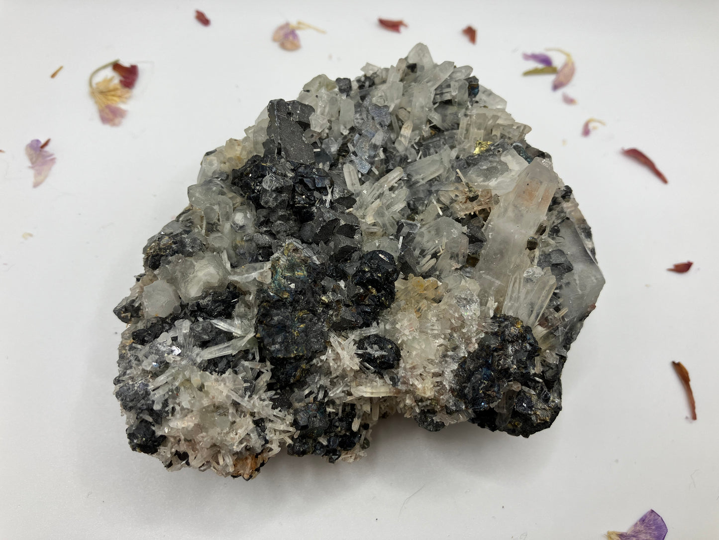 Galena and Black Sphalerite with Quartz needles. 393 g